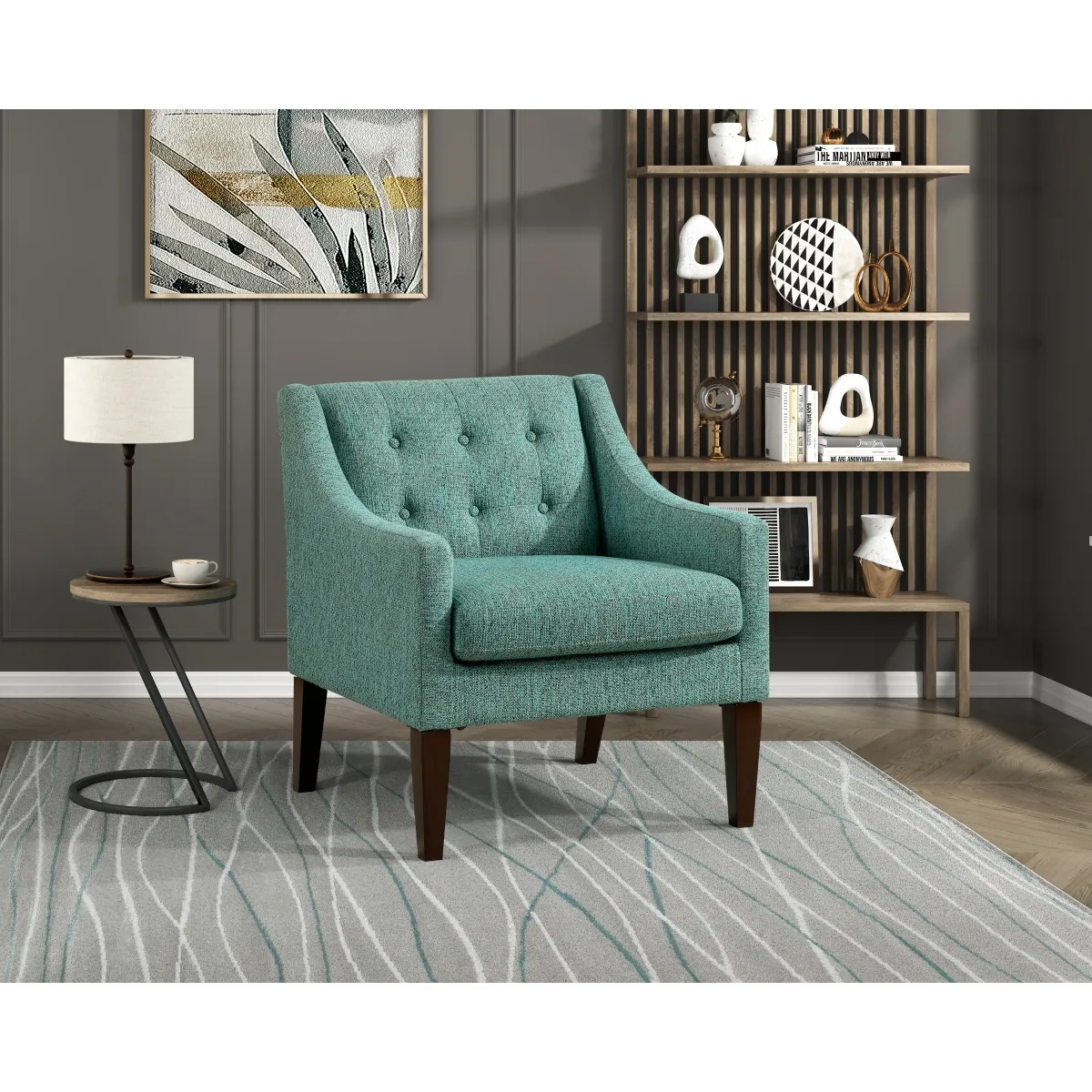 Knox Green Accent Chair — styled room view