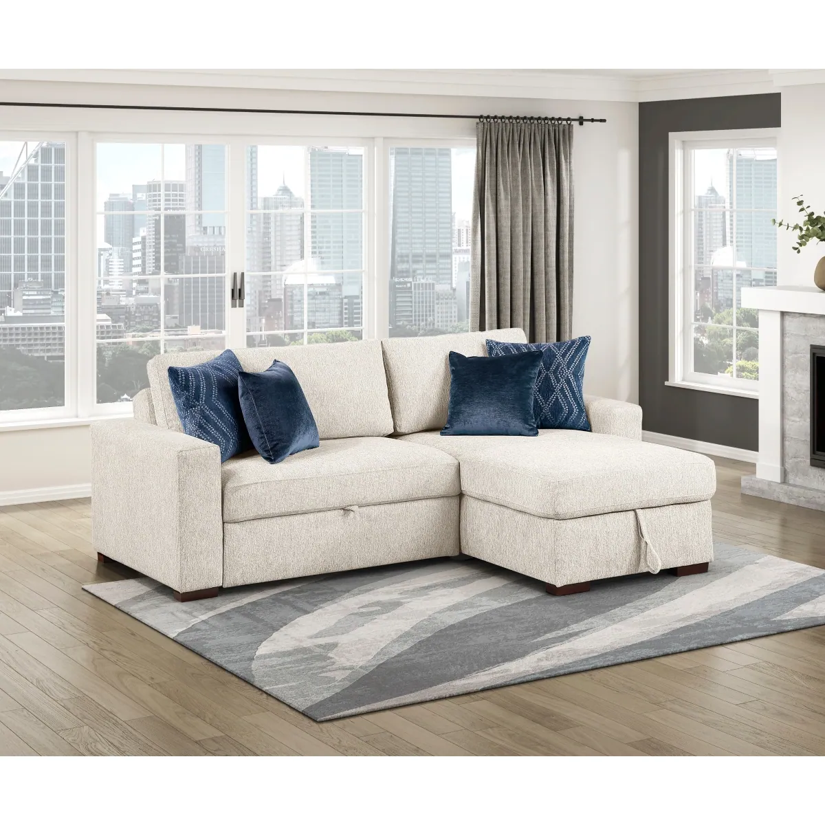 Seating arrangement with surrounding room furnishings