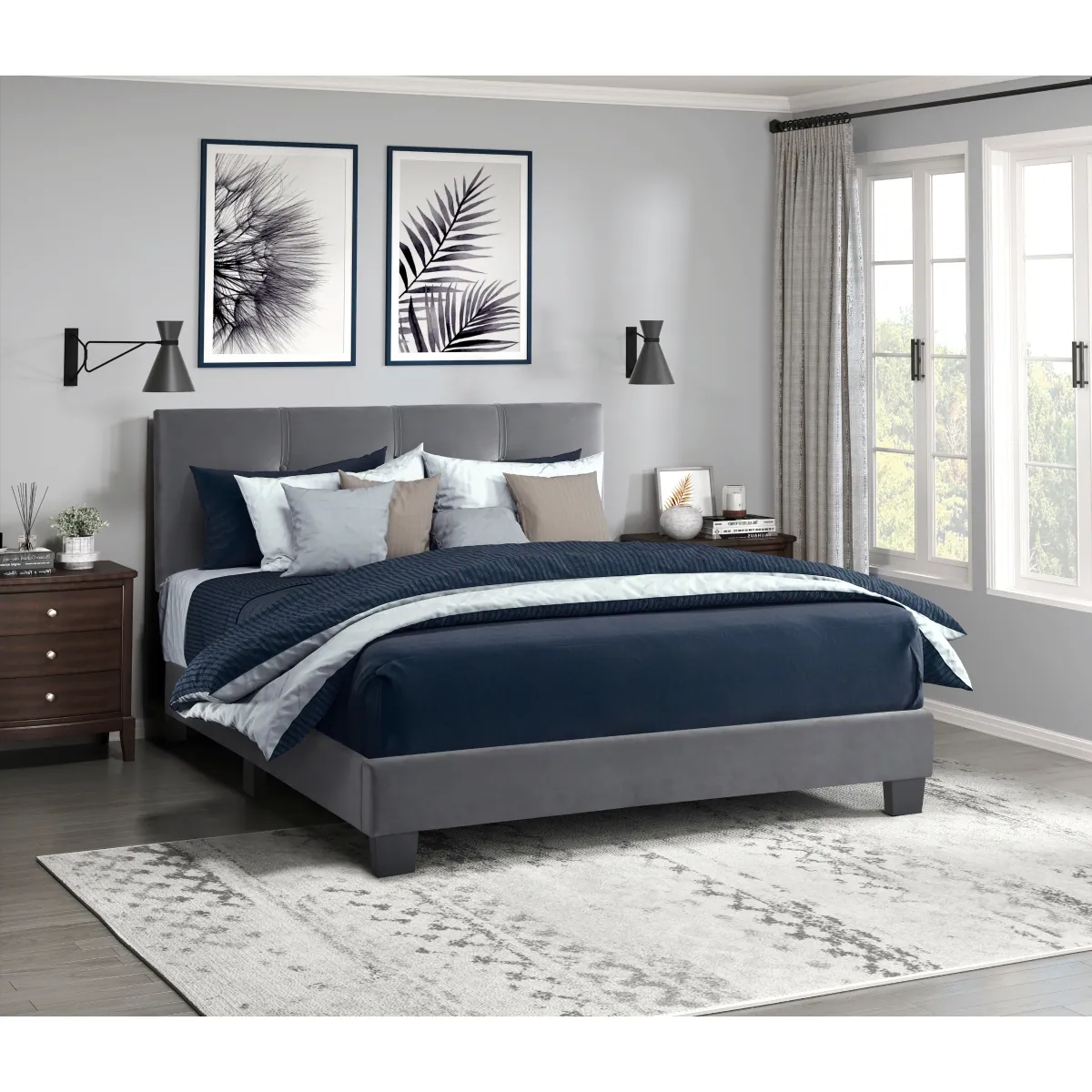 Newberry Full Platform Bed — collection room view with other furnishings