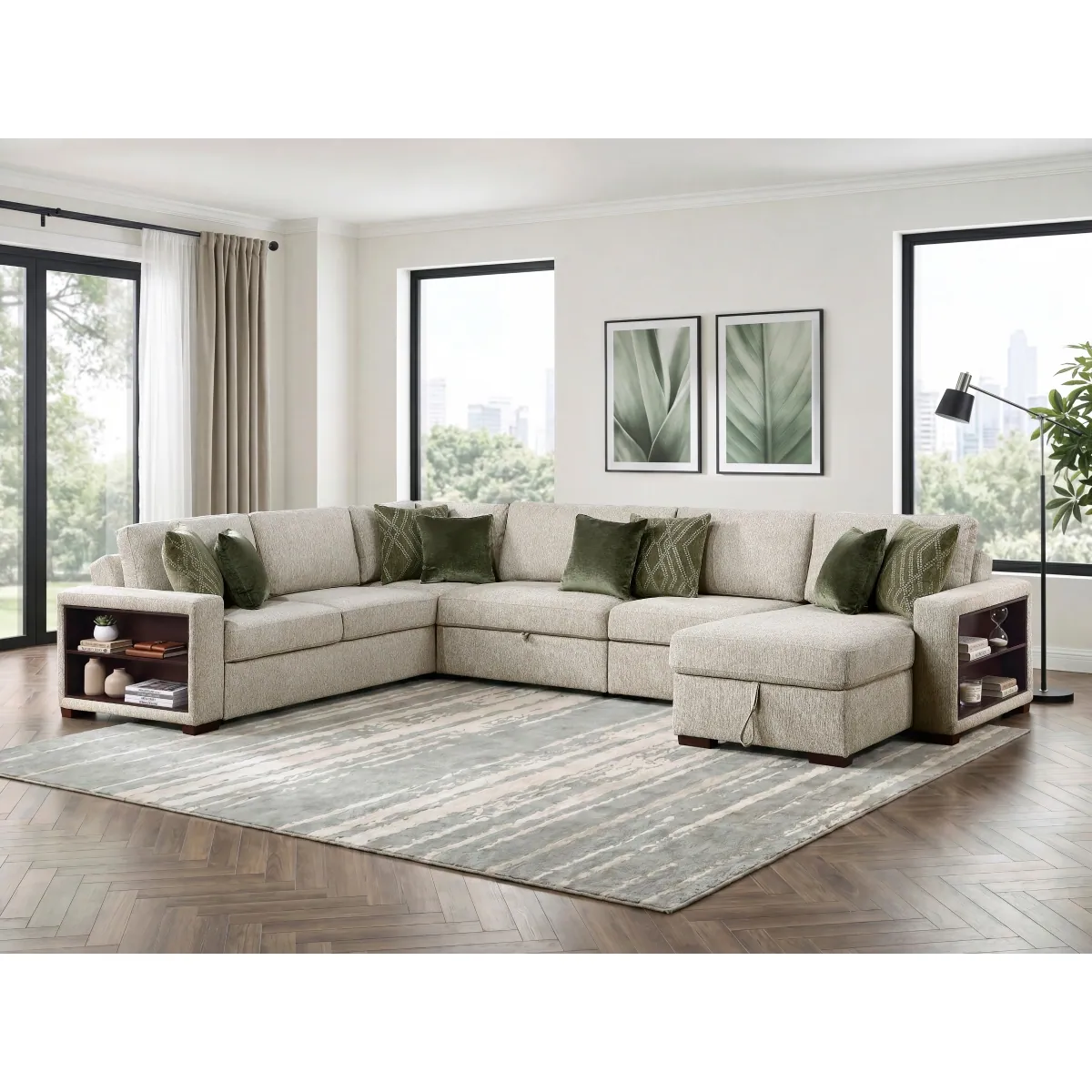 Seating arrangement with surrounding room furnishings