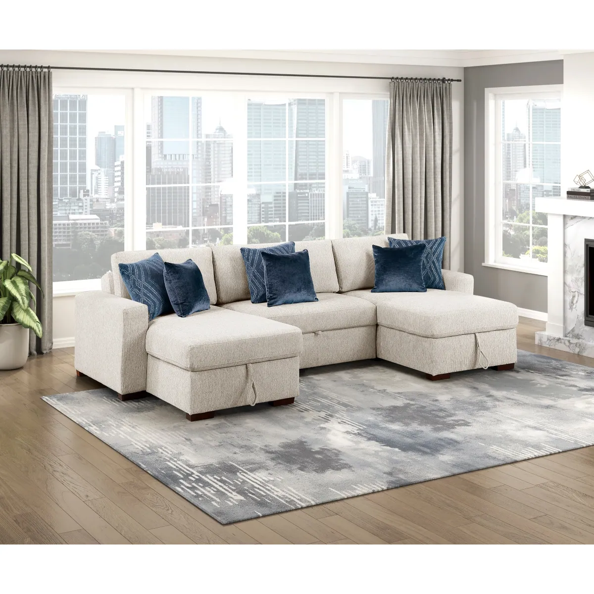 Seating arrangement with surrounding room furnishings