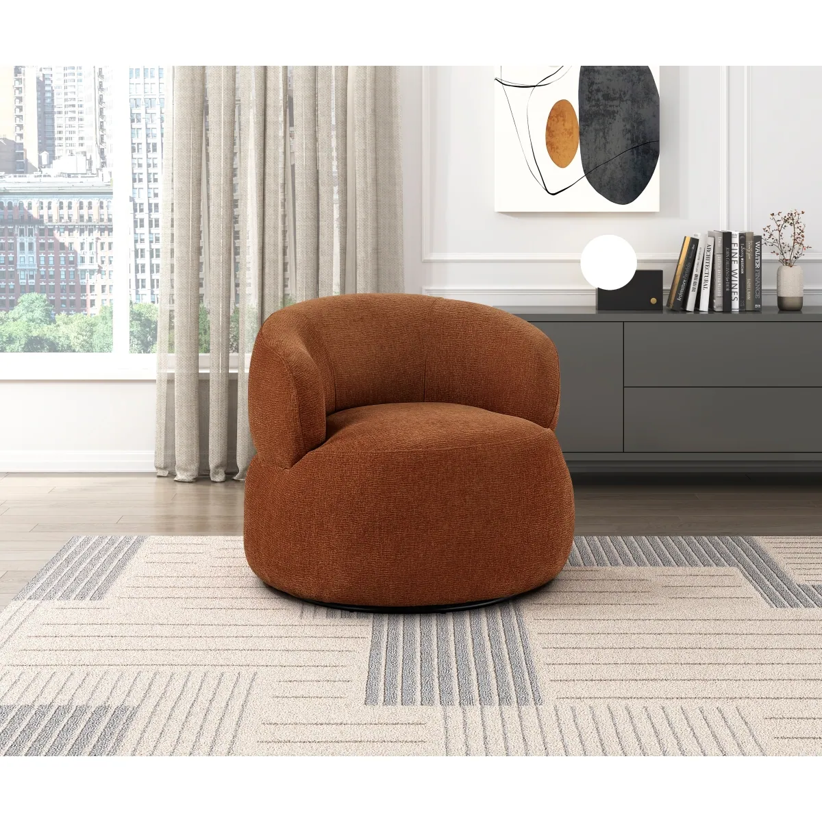 Ruvo Swivel Chair — styled room view