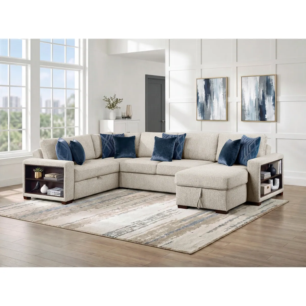 Seating arrangement with surrounding room furnishings