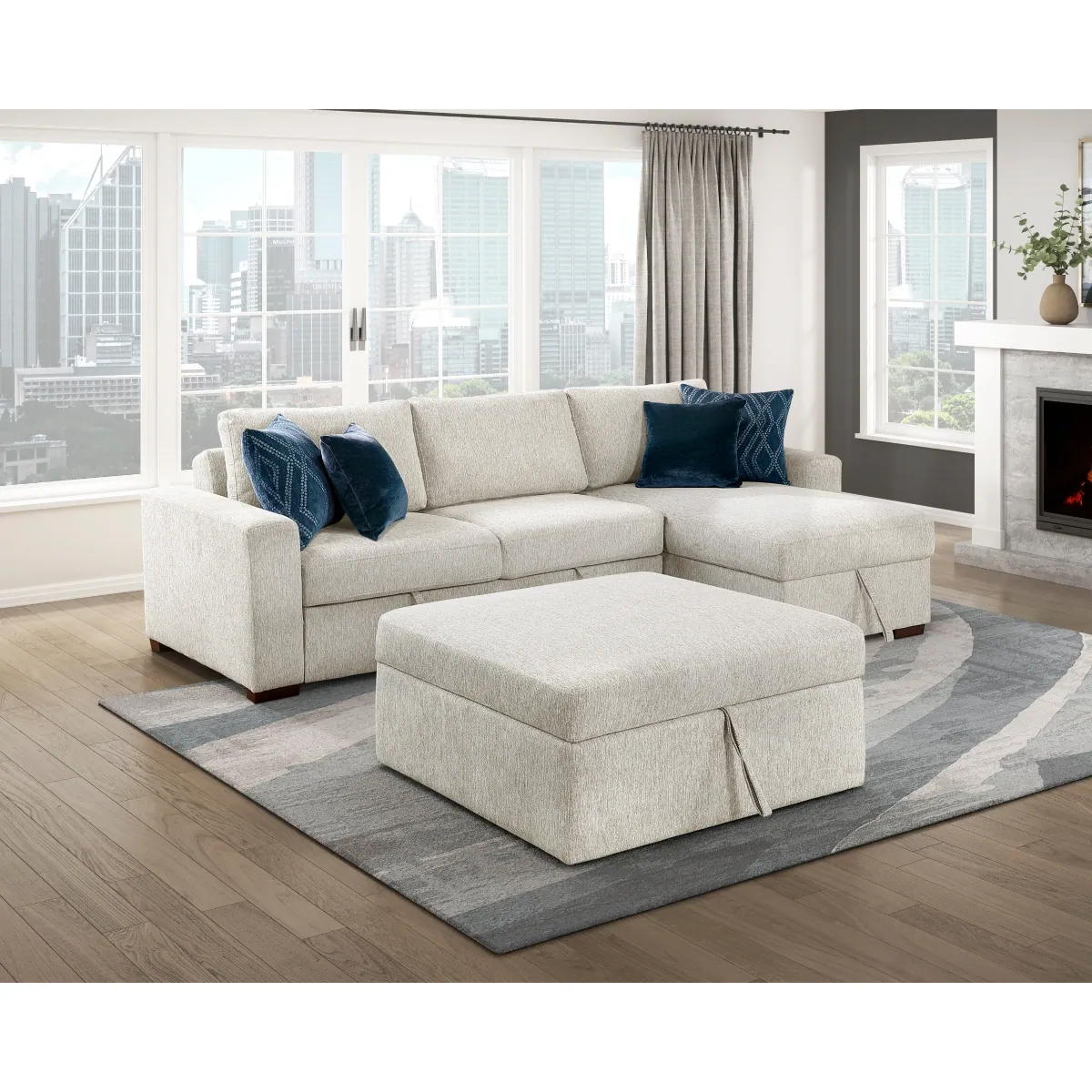 Seating arrangement with surrounding room furnishings