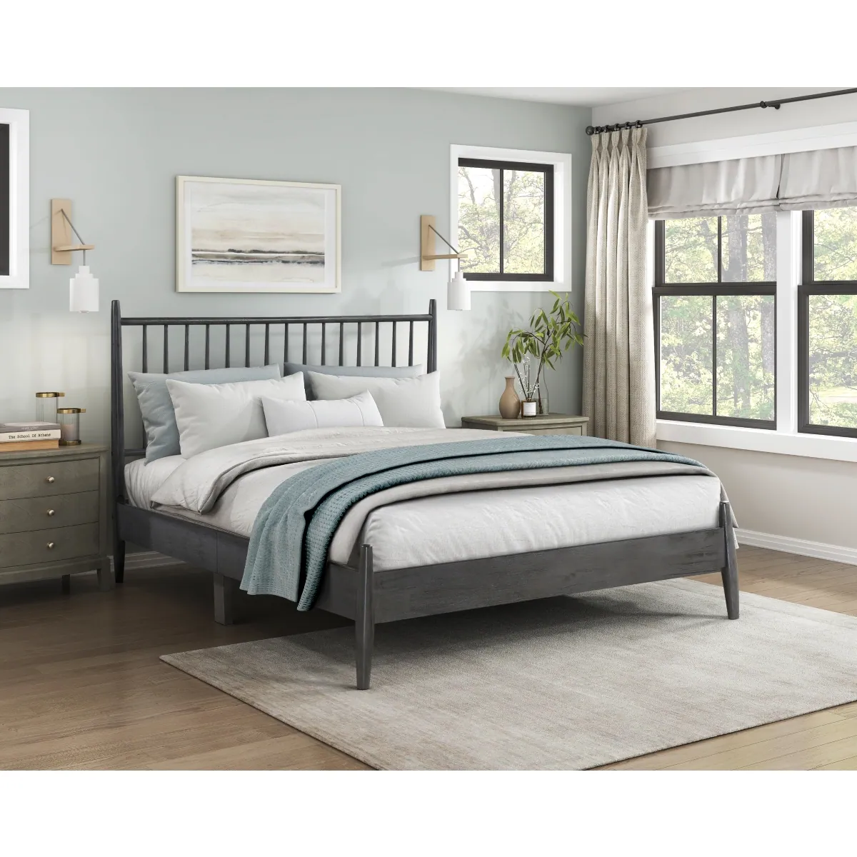 Brickell Queen Platform Bed — collection room view with other furnishings