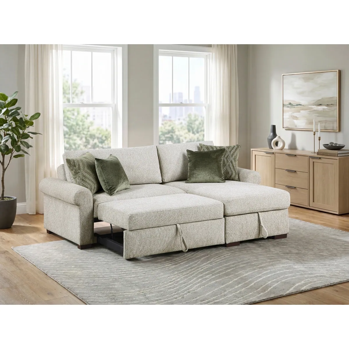 Seating arrangement with surrounding room furnishings