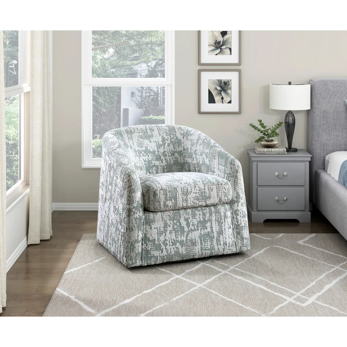 Dalton Swivel Chair — styled room view