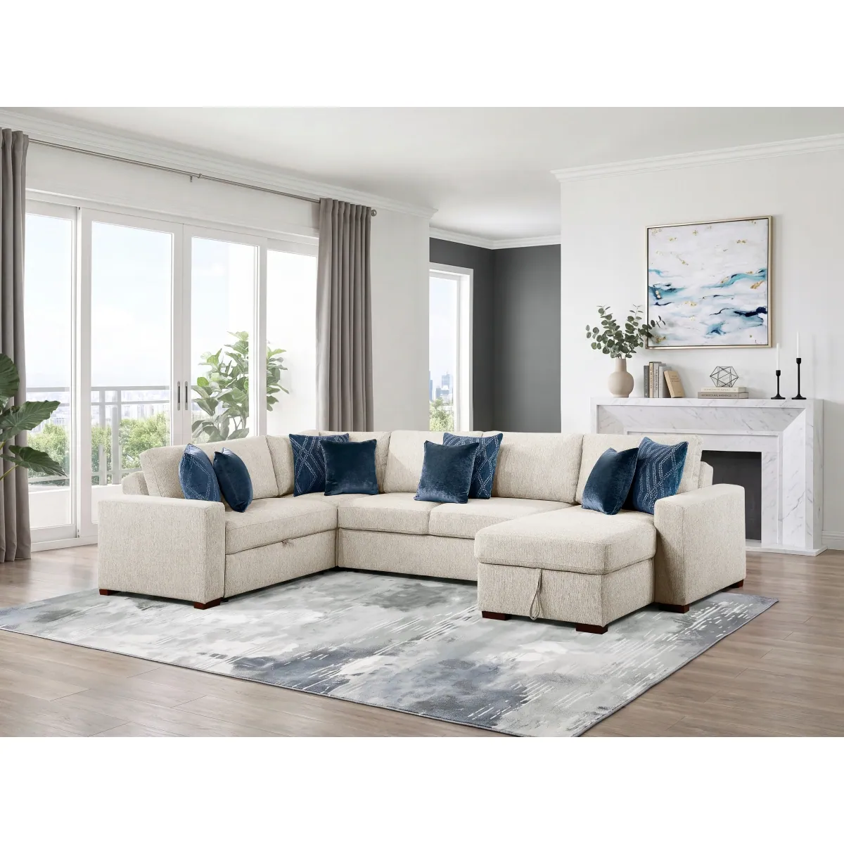 Seating arrangement with surrounding room furnishings