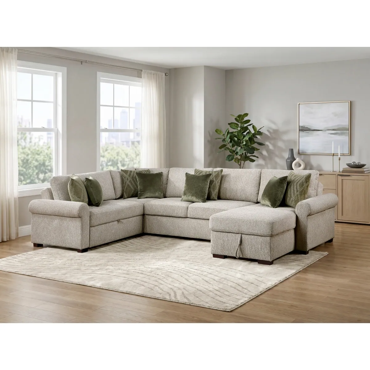 Seating arrangement with surrounding room furnishings