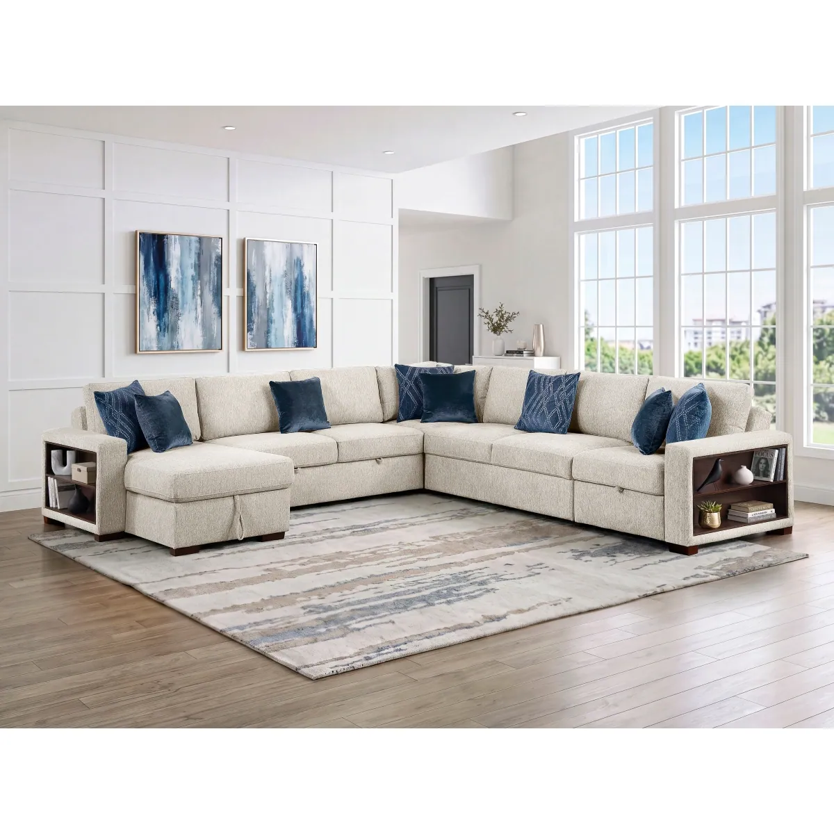 Seating arrangement with surrounding room furnishings