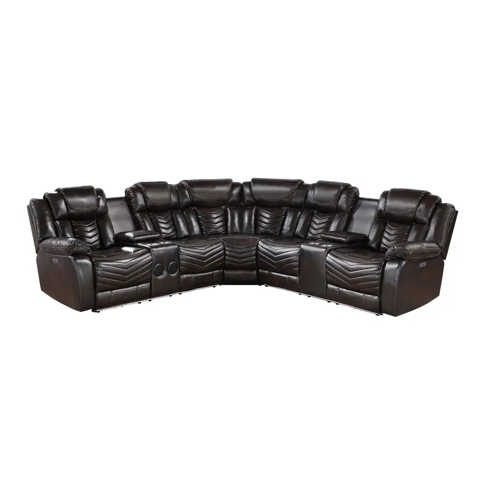 Ramone 3-Piece Power Reclining Sectional with Consoles, Speakers, Subwoofer and LED Lighting — product view