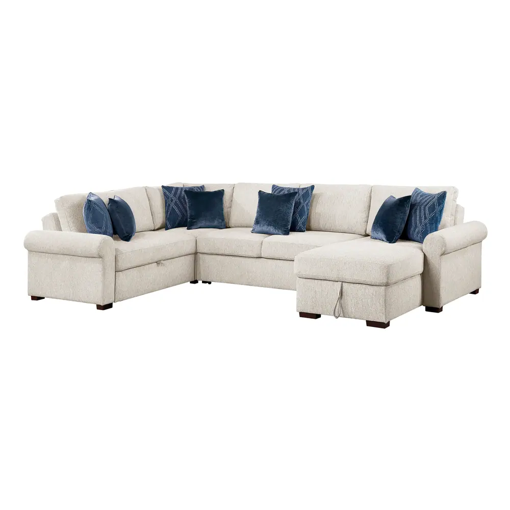 Isla 4-Piece Sectional with Reversible Chaise, Pull-out Bed, Hidden Storage and Click Motion Back — product view