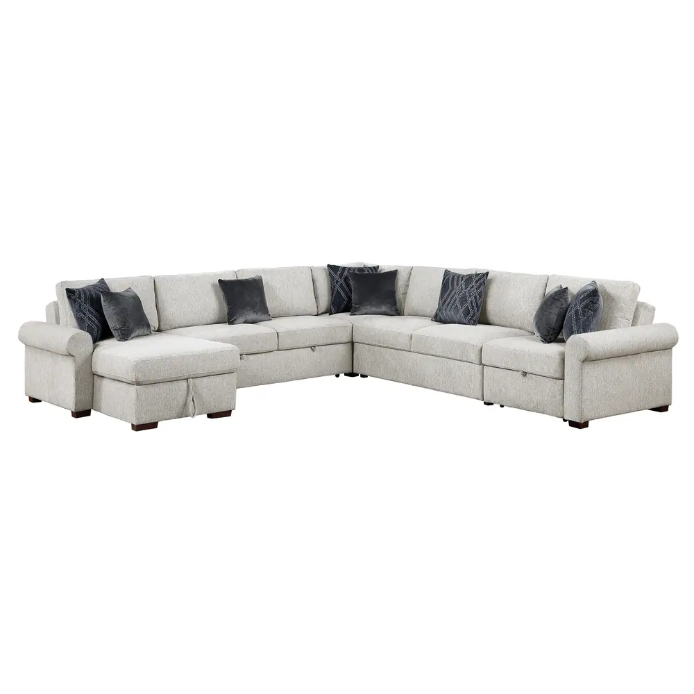 5-Piece Sectional with Reversible Chaise, Pull-out Bed, Hidden Storage and Click Motion Back — product view