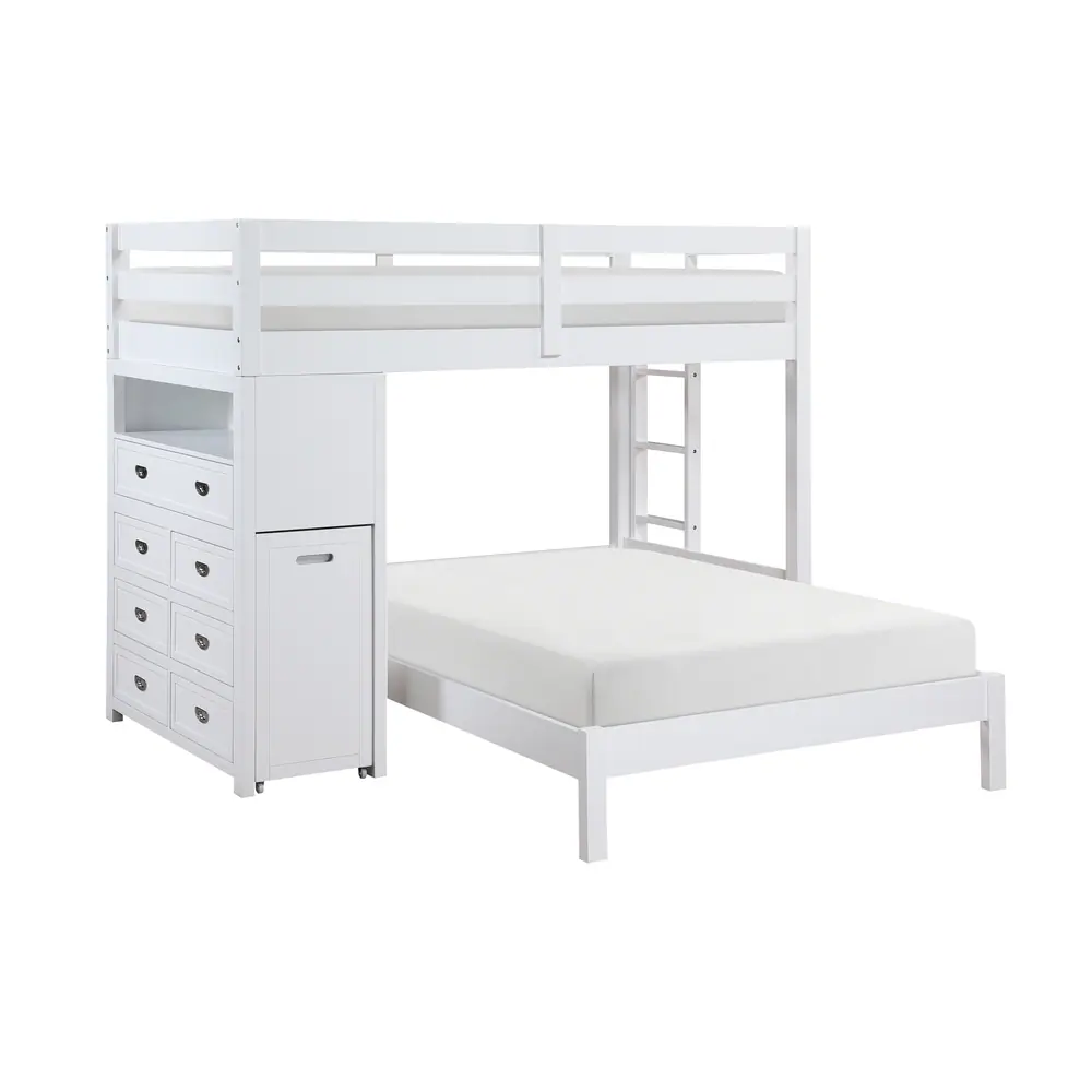 Sloane Twin / Full 高架双层床，带斗柜、隐藏式书桌产品图