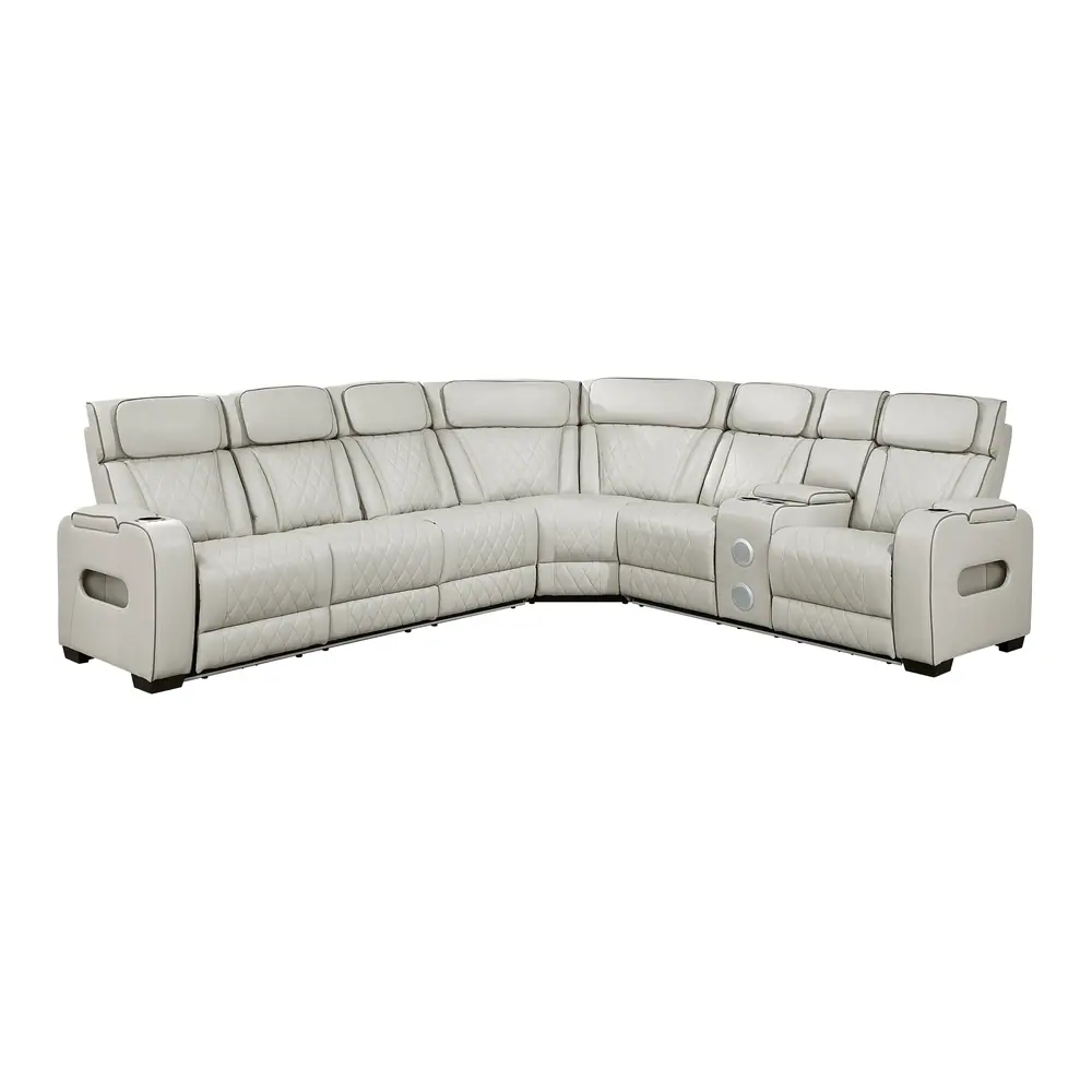 Fairway 3-Piece Power Reclining Sectional with Right Side Console, Drop-Down Cup Holders, Power Headrests, Storage Arms(Top and Side), Cup holders, Reading Lights, Charging Ports, Wireless speakers, Two Wireless Chargers, and LED lighting — product view