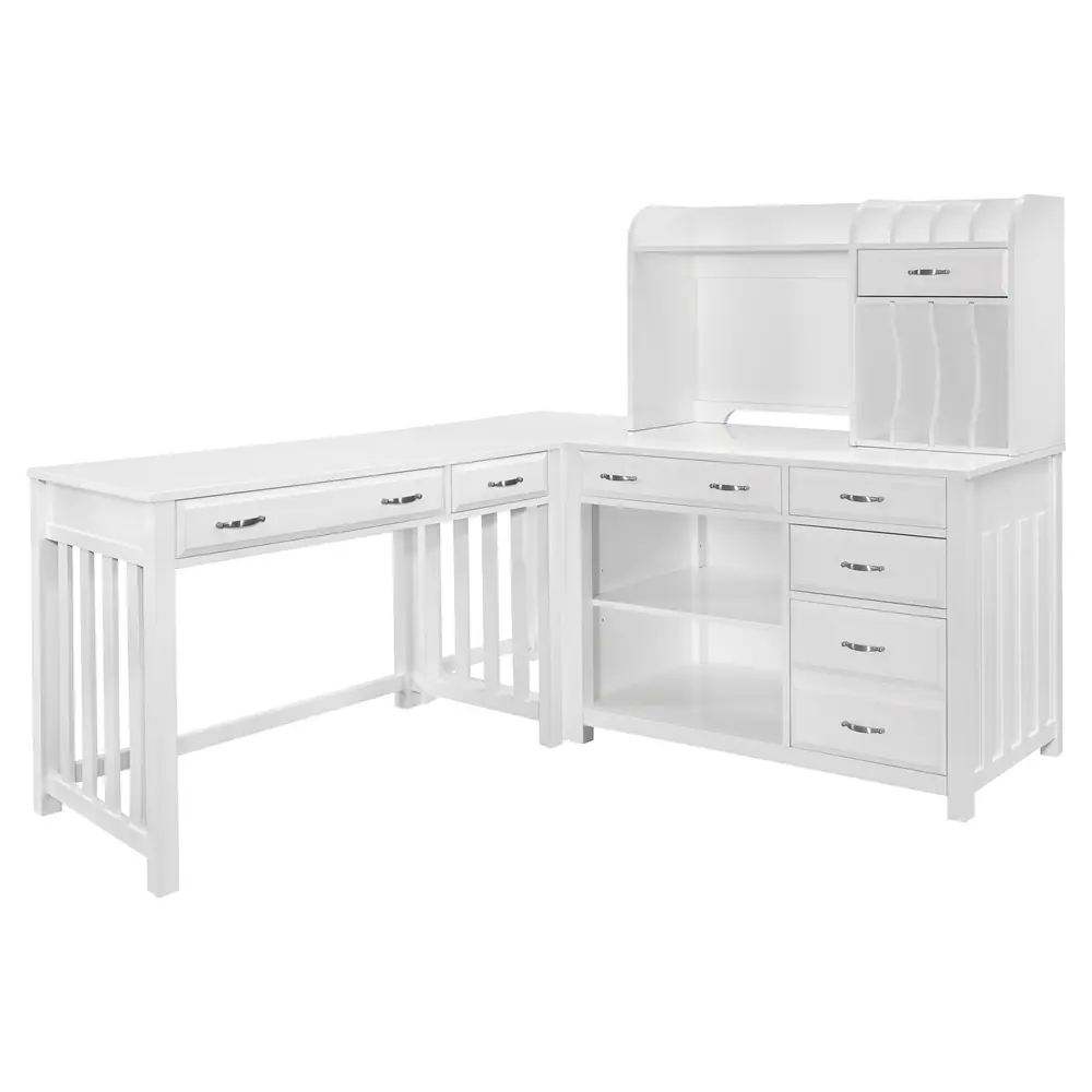 Blanche 4pc Corner Desk (Desk+Corner+Credenza+Hutch) — product view