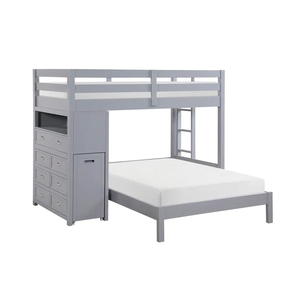 Sloane Twin / Full 高架双层床，带斗柜、隐藏式书桌产品图