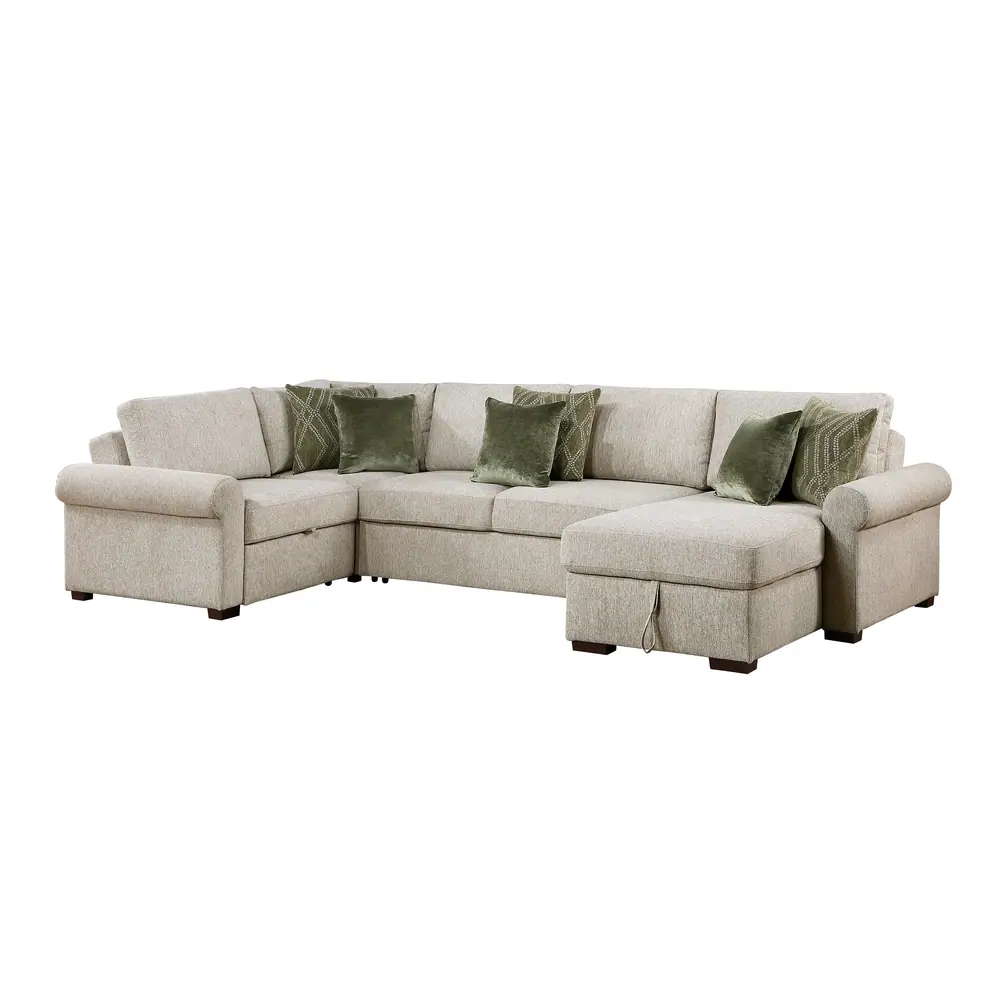 Isla 4-Piece Sectional with Reversible Chaise, Pull-out Bed, Hidden Storage and Click Motion Back — product view