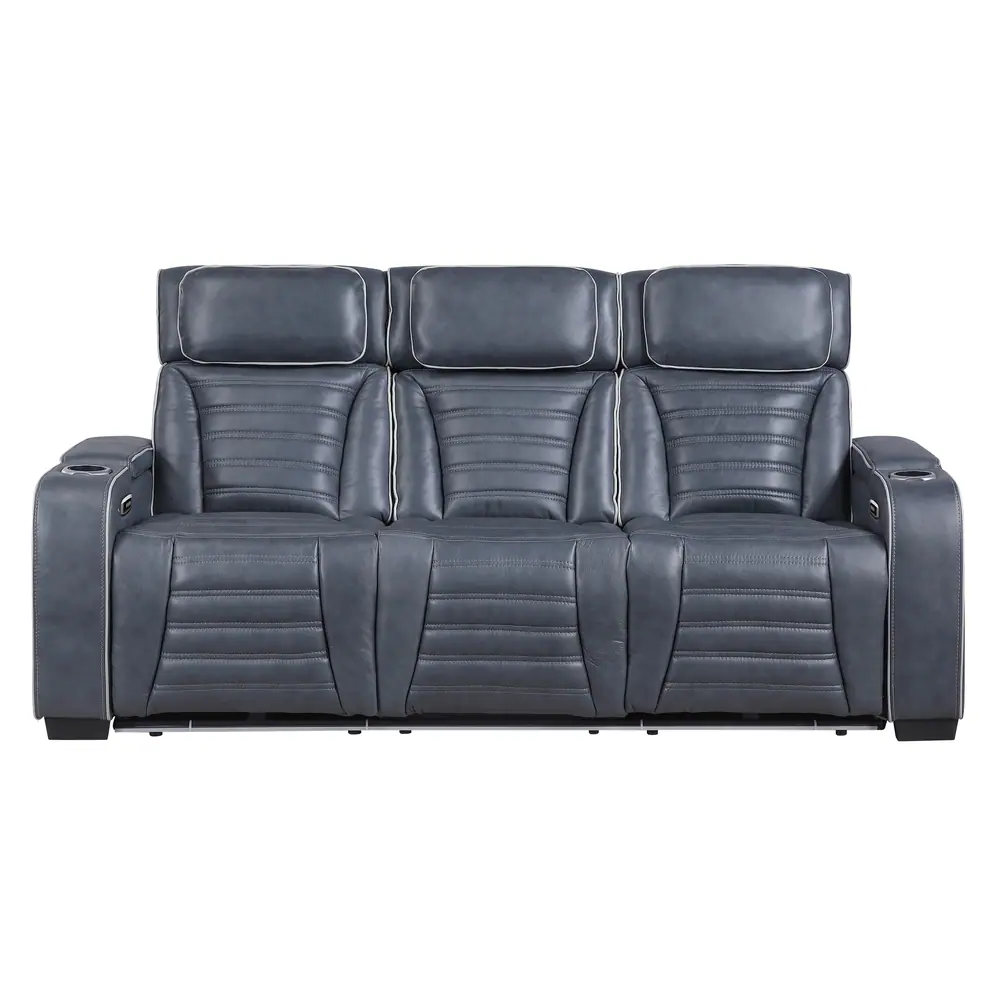 Cyber Power Double Reclining Sofa with Center Drop-Down Cup Holders, Power Headrests, Storage Arms(Top and Side) ,Cup holders, Reading Lights, Wireless Charger, Air Massage, Heat, LED Lighting and Charging Ports — product view