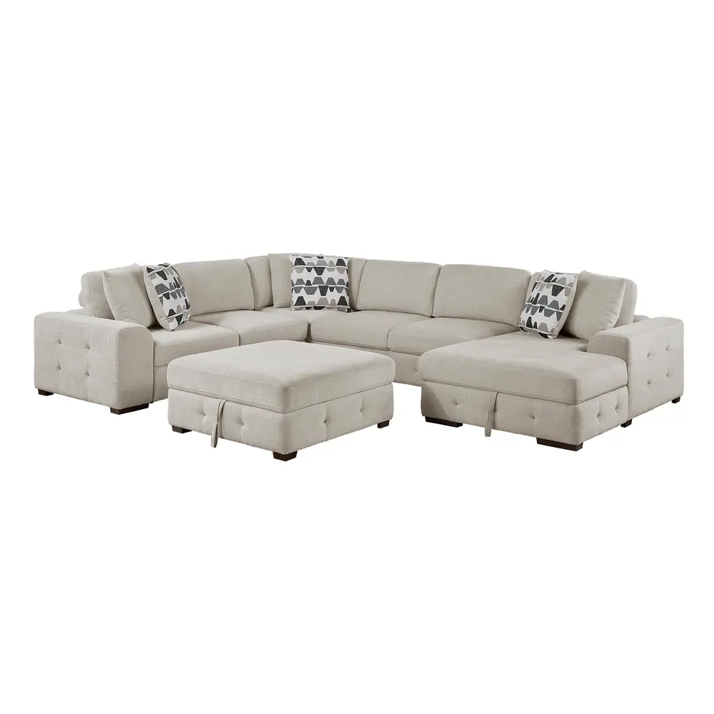 Raife 5-Piece Sectional with Right Chaise, Pull-out Bed and Ottoman — product view