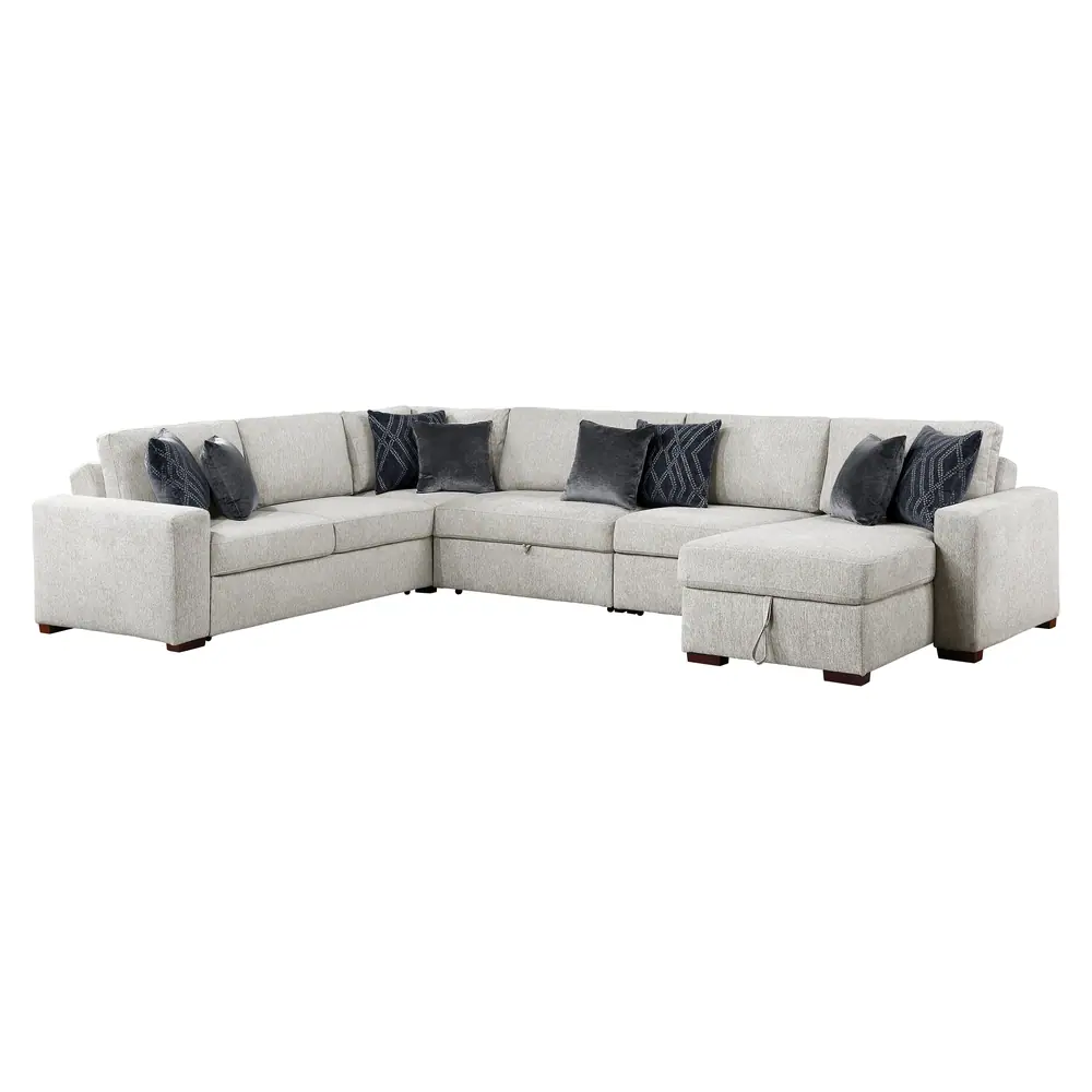 5-Piece Sectional with Reversible Chaise, Pull-out Bed, Hidden Storage and Click Motion Back — product view
