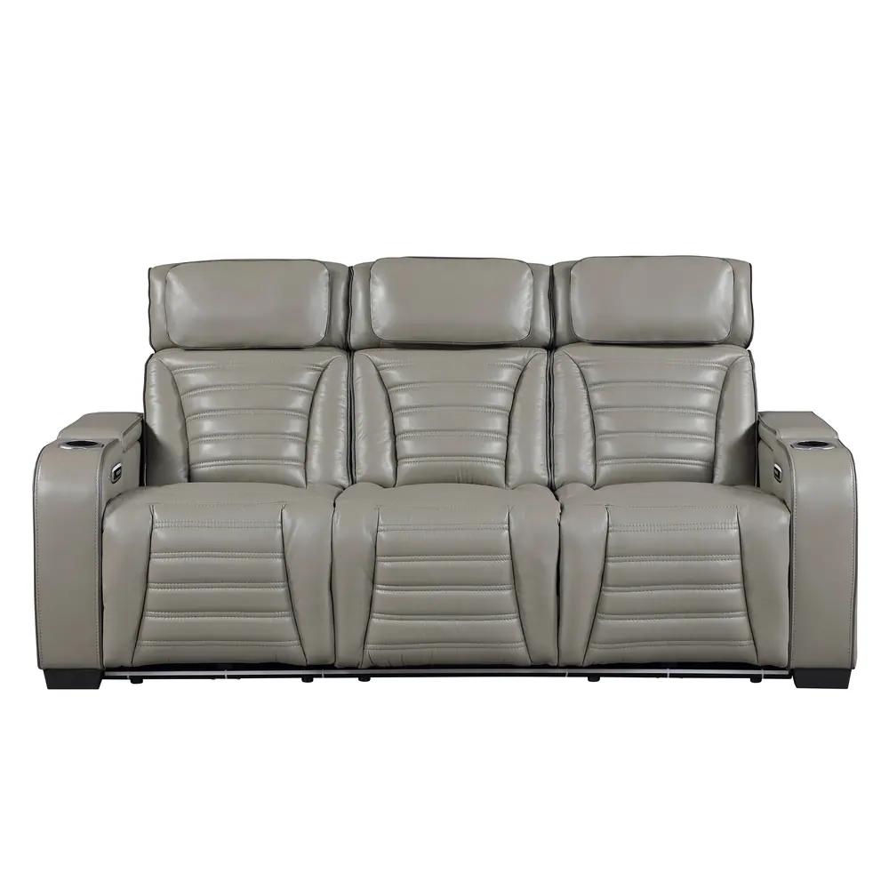 Cyber Power Double Reclining Sofa with Center Drop-Down Cup Holders, Power Headrests, Storage Arms(Top and Side) ,Cup holders, Reading Lights, Wireless Charger, Air Massage, Heat, LED Lighting and Charging Ports — product view