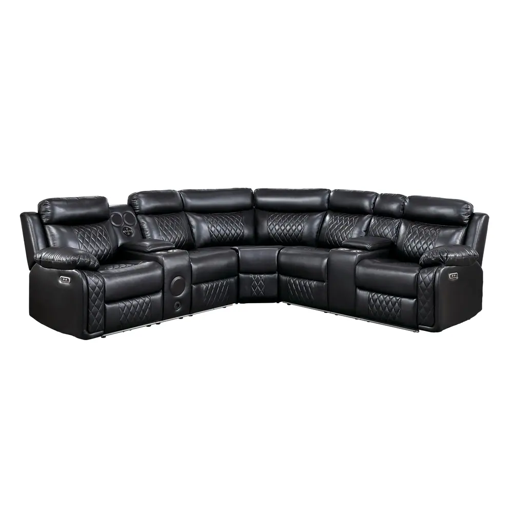 Cipher 3-Piece Power Reclining Sectional with Two Consoles, Speakers, Subwoofer, LED Lighting and Charging Port — product view