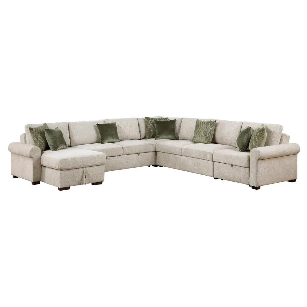 Isla 5-Piece Sectional with Reversible Chaise, Pull-out Bed, Hidden Storage and Click Motion Back — product view