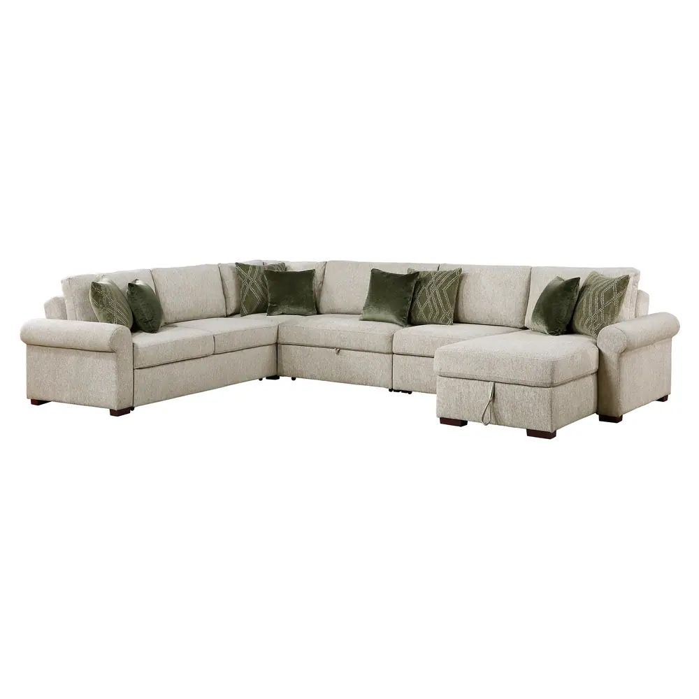 Isla 5-Piece Sectional with Reversible Chaise, Pull-out Bed, Hidden Storage and Click Motion Back — product view