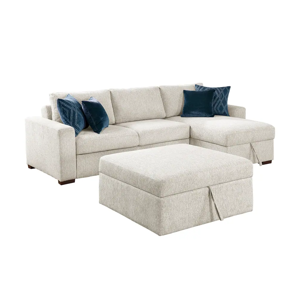 Isla 3-Piece Sectional with Convertible and Reversible Chaise, Hidden Storage, Click Motion Back and Ottoman — product view