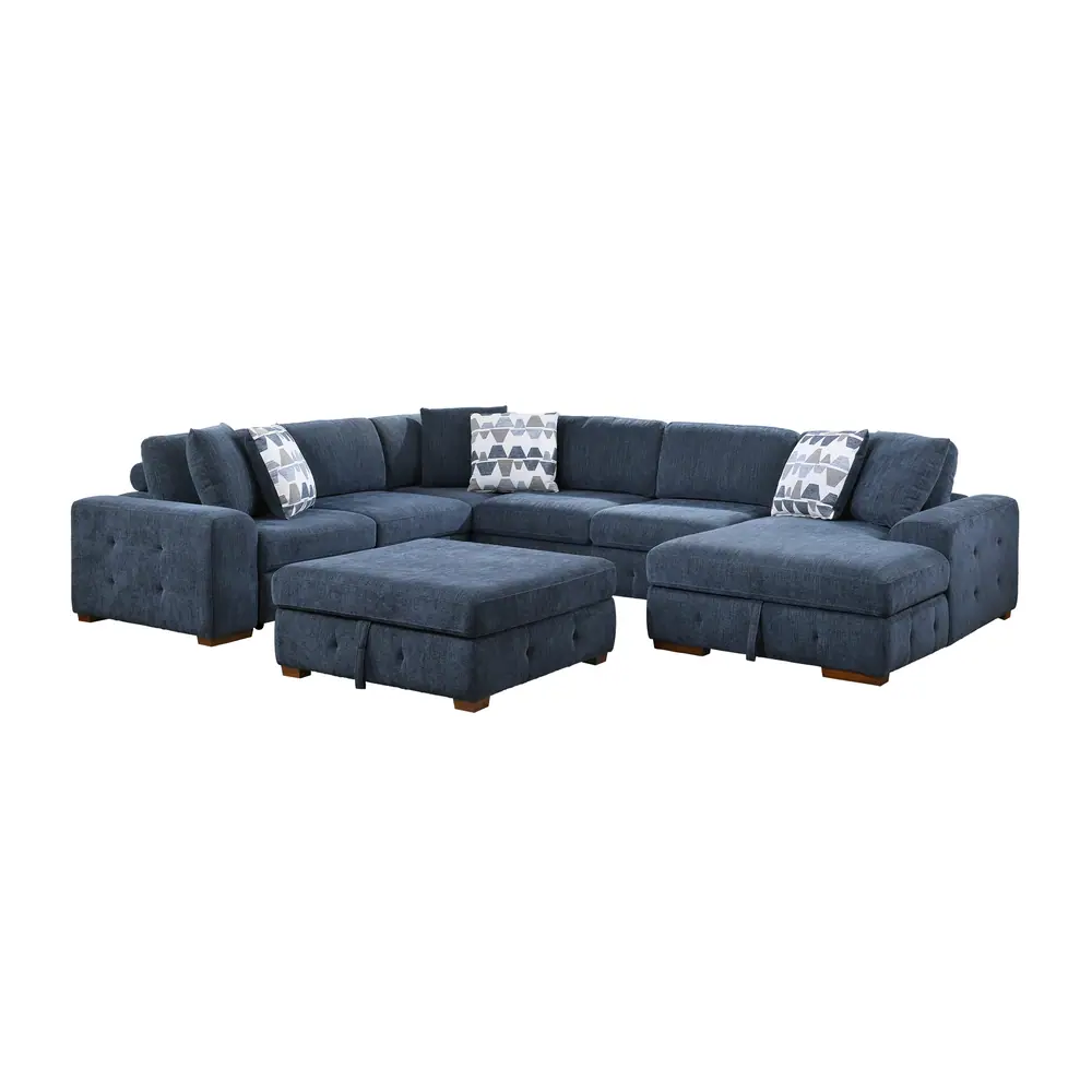 Raife 5-Piece Sectional with Right Chaise, Pull-out Bed and Ottoman — product view