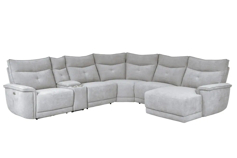 Tesoro 6-Piece Modular Power Reclining Sectional with Power Headrests, Right Chaise and USB Port — product view