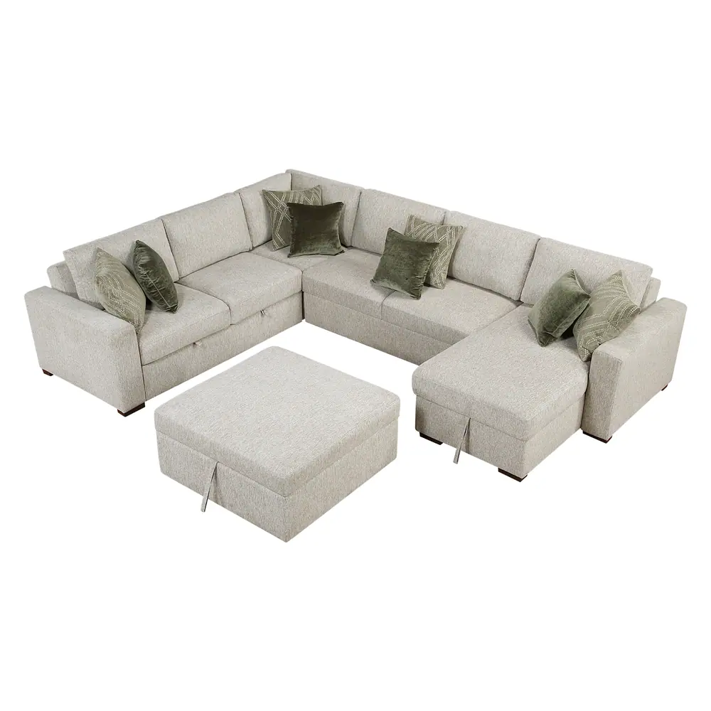 Isla 5-Piece Sectional with Reversible Chaise, Pull-out Bed and Ottoman — product view