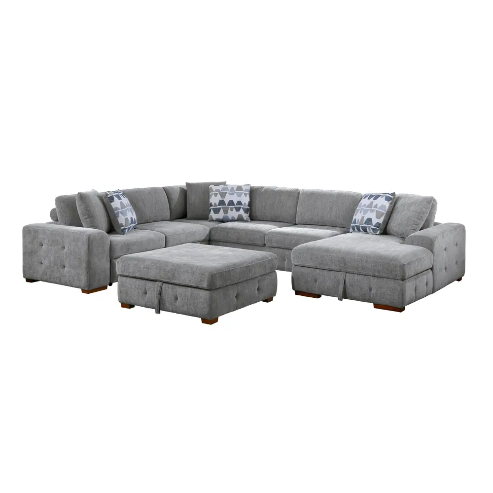 Raife 5-Piece Sectional with Right Chais, Pull-out Bed and Ottoman — product view