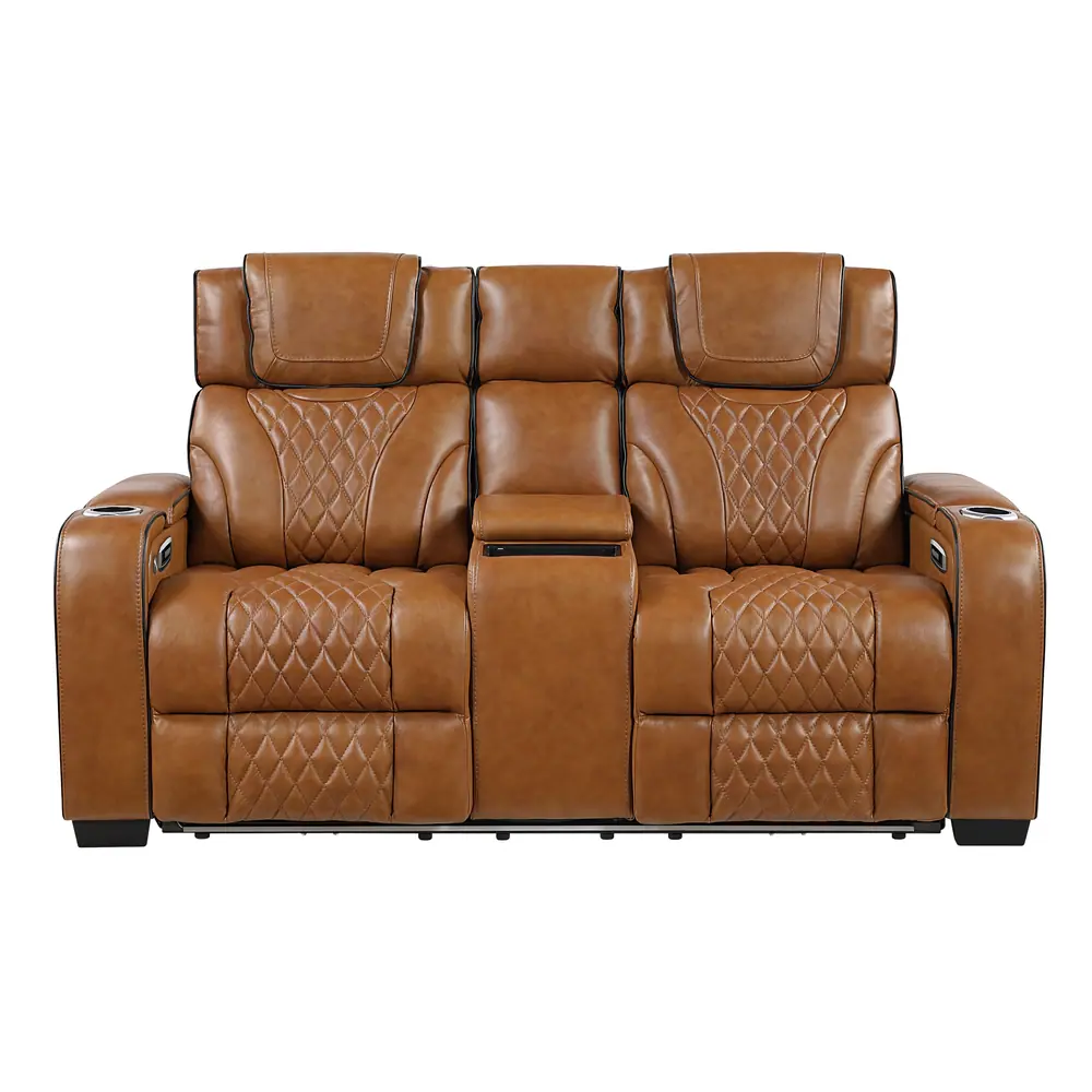 Apex Power Double Reclining Love Seat with Center Console, Power Headrests, Storage Arms with Cup Holders, Wireless charger, Air Massage and Heat, LED Lighting and Charging Ports — product view