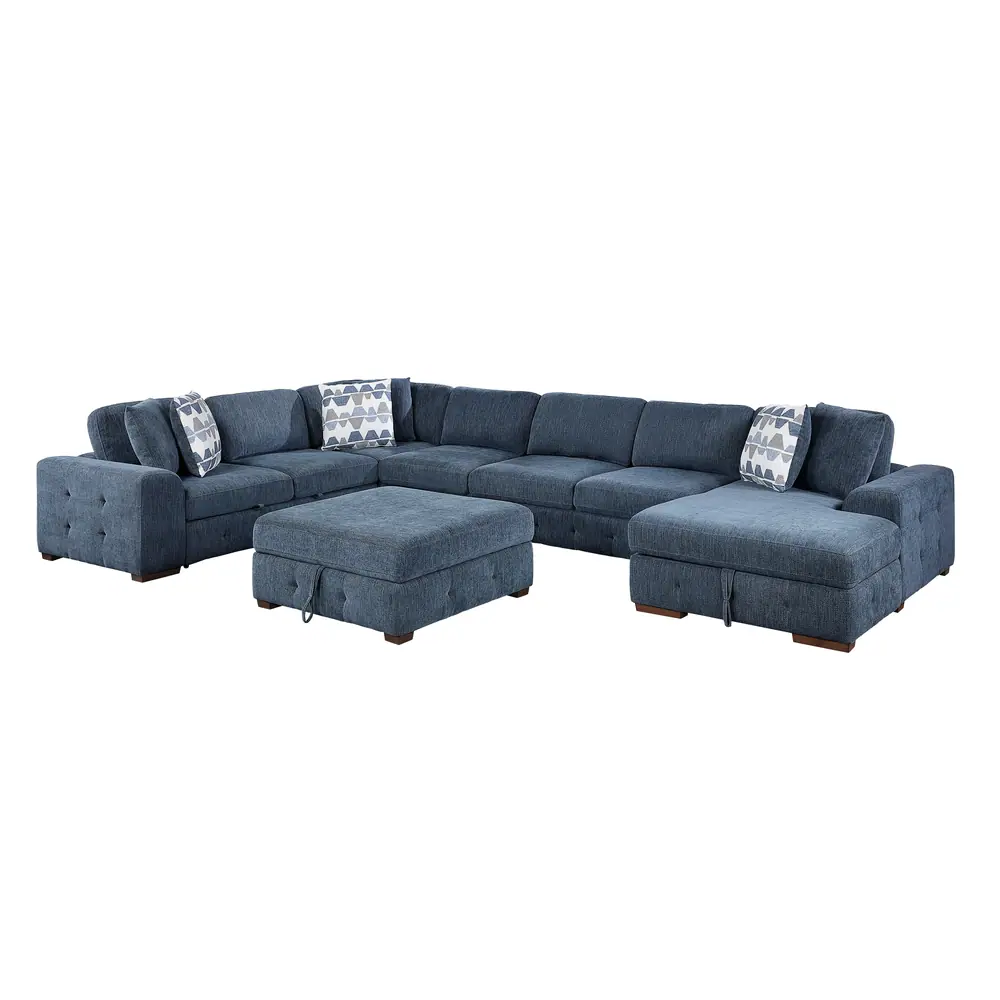 Raife 6-Piece Sectional with Right Chaise, Pull-out Bed and Ottoman — product view