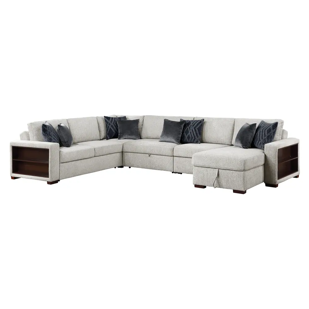 5-Piece Sectional with Reversible Chaise, Pull-out Bed, Hidden Storage and Click Motion Back — product view