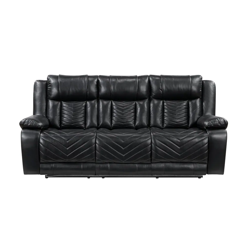 Huron Power Double Reclining Sofa with Center Drop-Down Cup Holders, Wireless Charger, Magazine Bag, LED and Charging Ports — product view