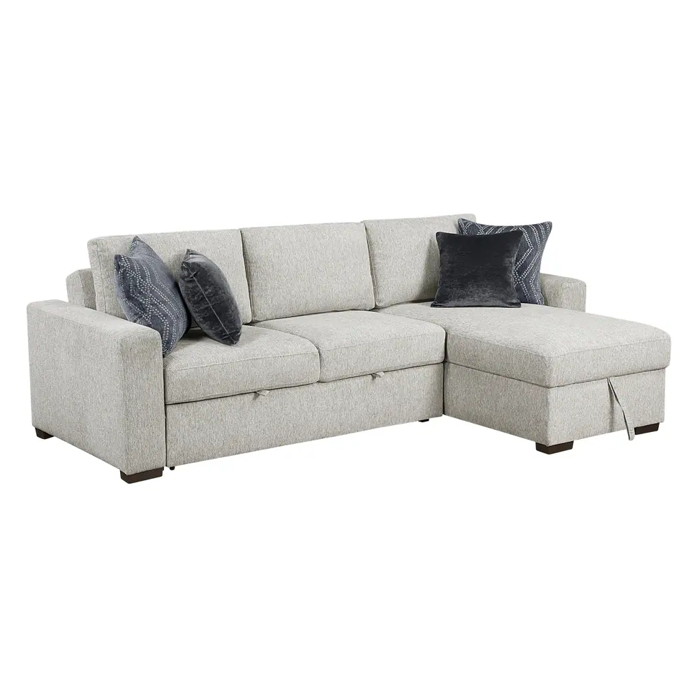 2-Piece Sectional with Reversible Chaise, Pull-out Bed and Hidden Storage, Click Motion Back — product view