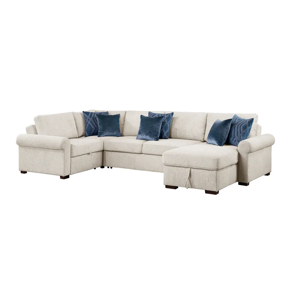 Isla 4-Piece Sectional with Reversible Chaise, Pull-out Bed, Hidden Storage and Click Motion Back — product view