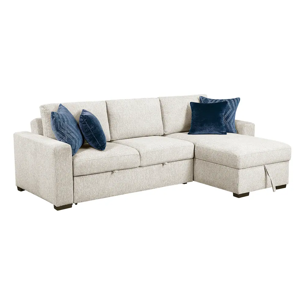 Isla 2-Piece Sectional with Reversible Chaise, Pull-out Bed and Hidden Storage, Click Motion Back — product view
