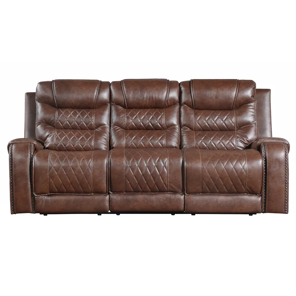 Putnam Double Reclining Sofa with Center Drop-Down Cup Holders, Receptacles and USB Ports — product view