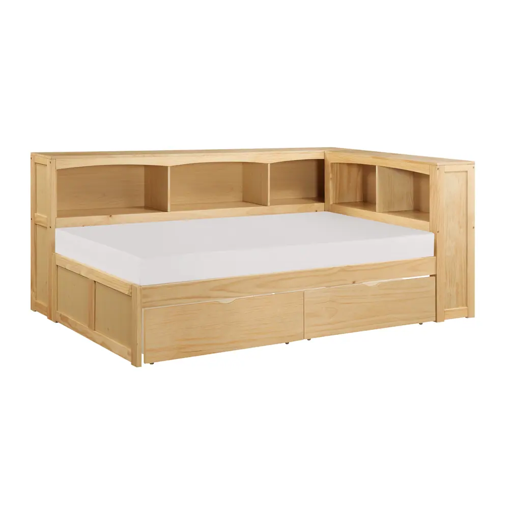 Bartly Twin Bookcase Corner Platform Bed with Storage Boxes — product view