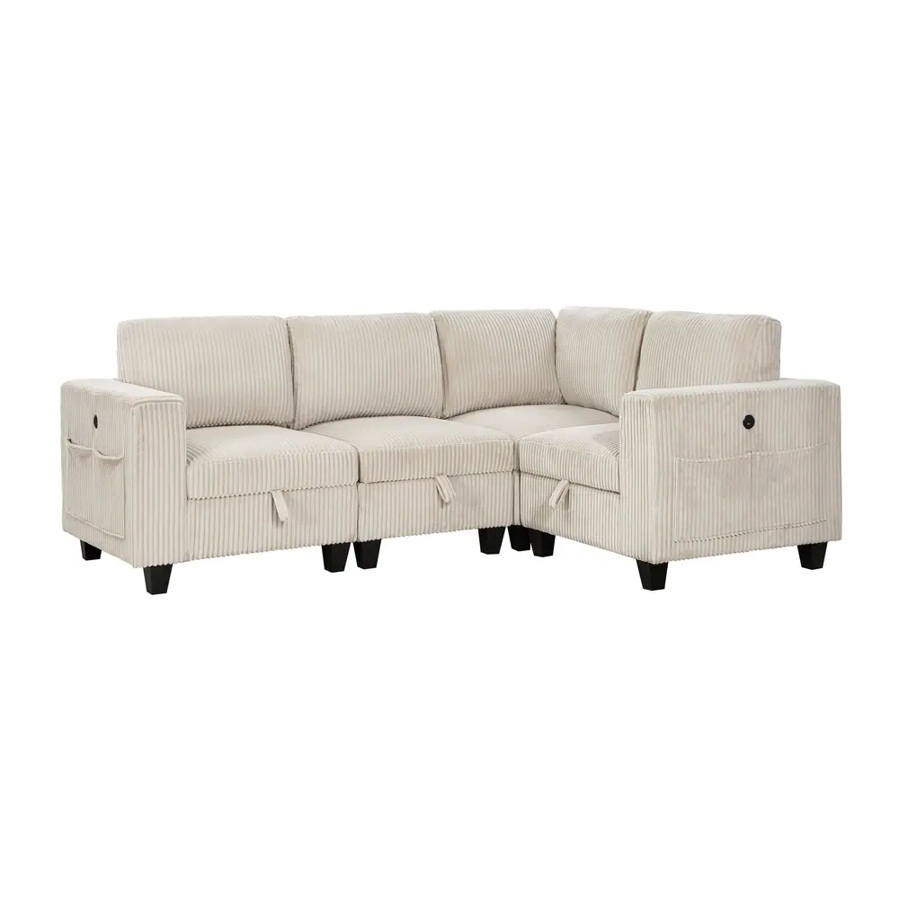 Walterboro 4-Piece Sectional with Storage, Storage Pouches and Charging Ports — product view