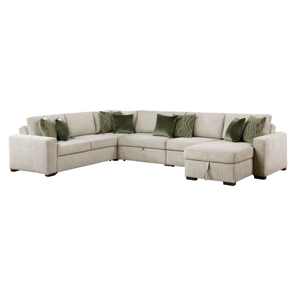 Isla 5-Piece Sectional with Reversible Chaise, Pull-out Bed, Hidden Storage and Click Motion Back — product view
