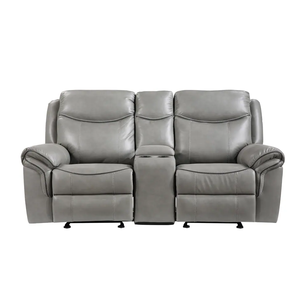 Aram Double Glider Reclining Love Seat with Center Console, Receptacles and USB Ports — product view