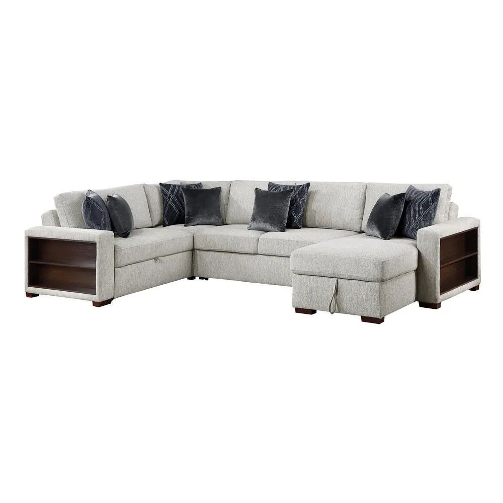 4-Piece Sectional with Reversible Chaise, Pull-out Bed, Hidden Storage and Click Motion Back — product view