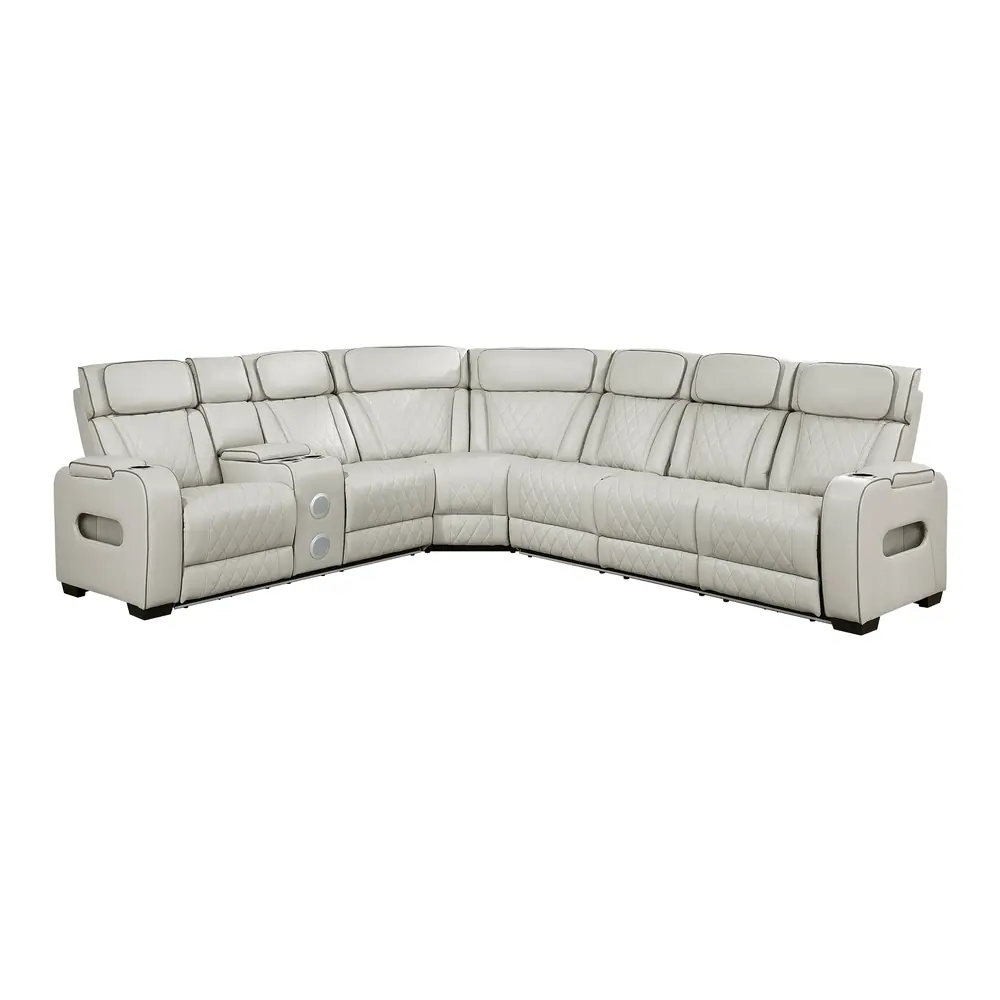 Fairway 3-Piece Power Reclining Sectional with Left Side Console, Drop-Down Cup Holders, Power Headrests, Storage Arms(Top and Side), Cup holders, Reading Lights, Charging Ports, Wireless speakers, Two Wireless Chargers, and LED lighting — product view
