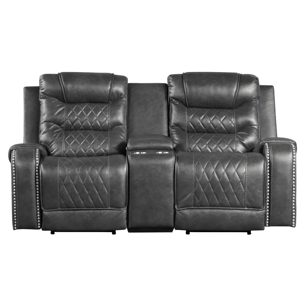 Putnam Power Double Reclining Love Seat with Center Console, Receptacles and USB Ports — product view