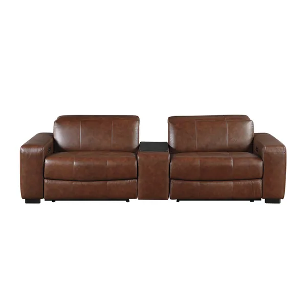 Sutton Power Double Reclining Love Seat with Center Console, Power Headrest and Charging Ports